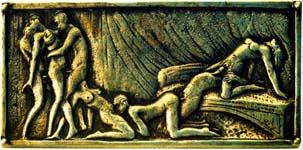 Darstellung einer Orgie um 1500 in Italien